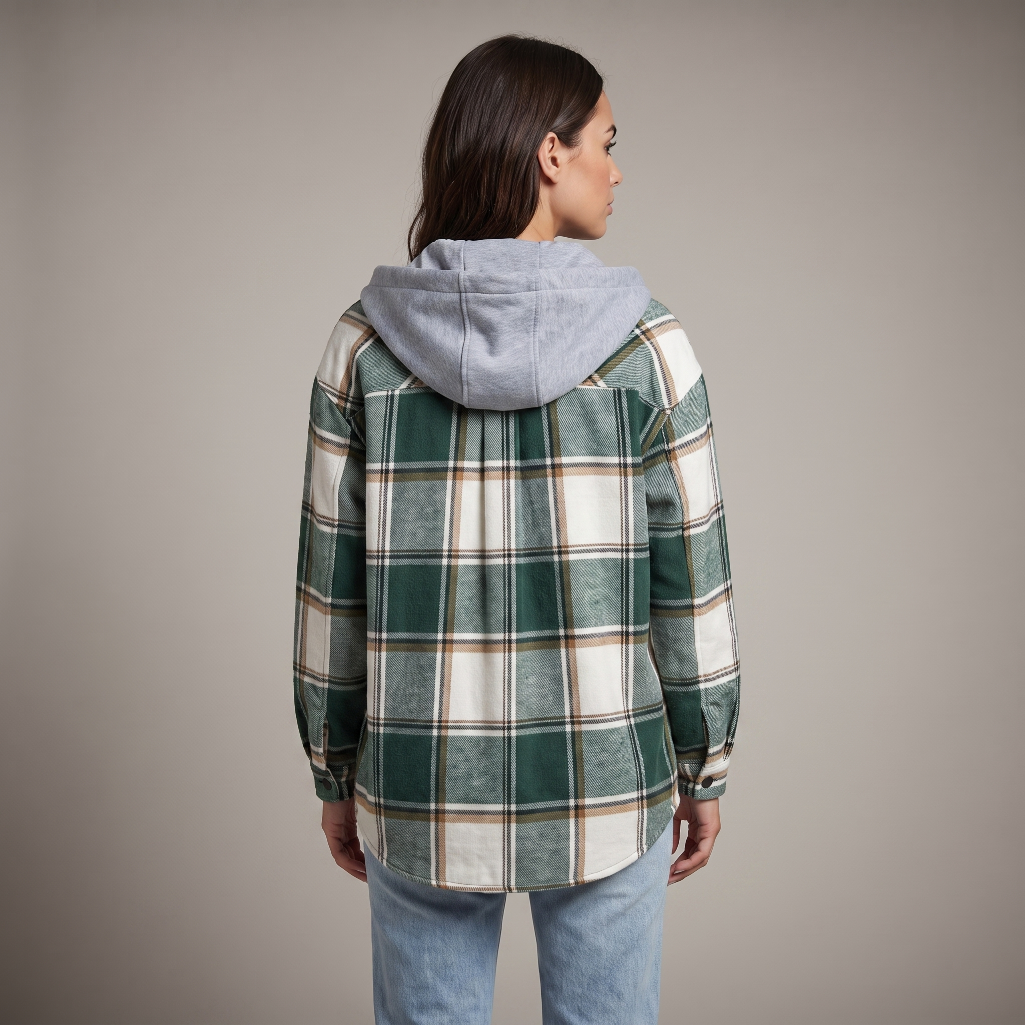 Women’s Cardigan with Hood, Drawstring and Patterned Print