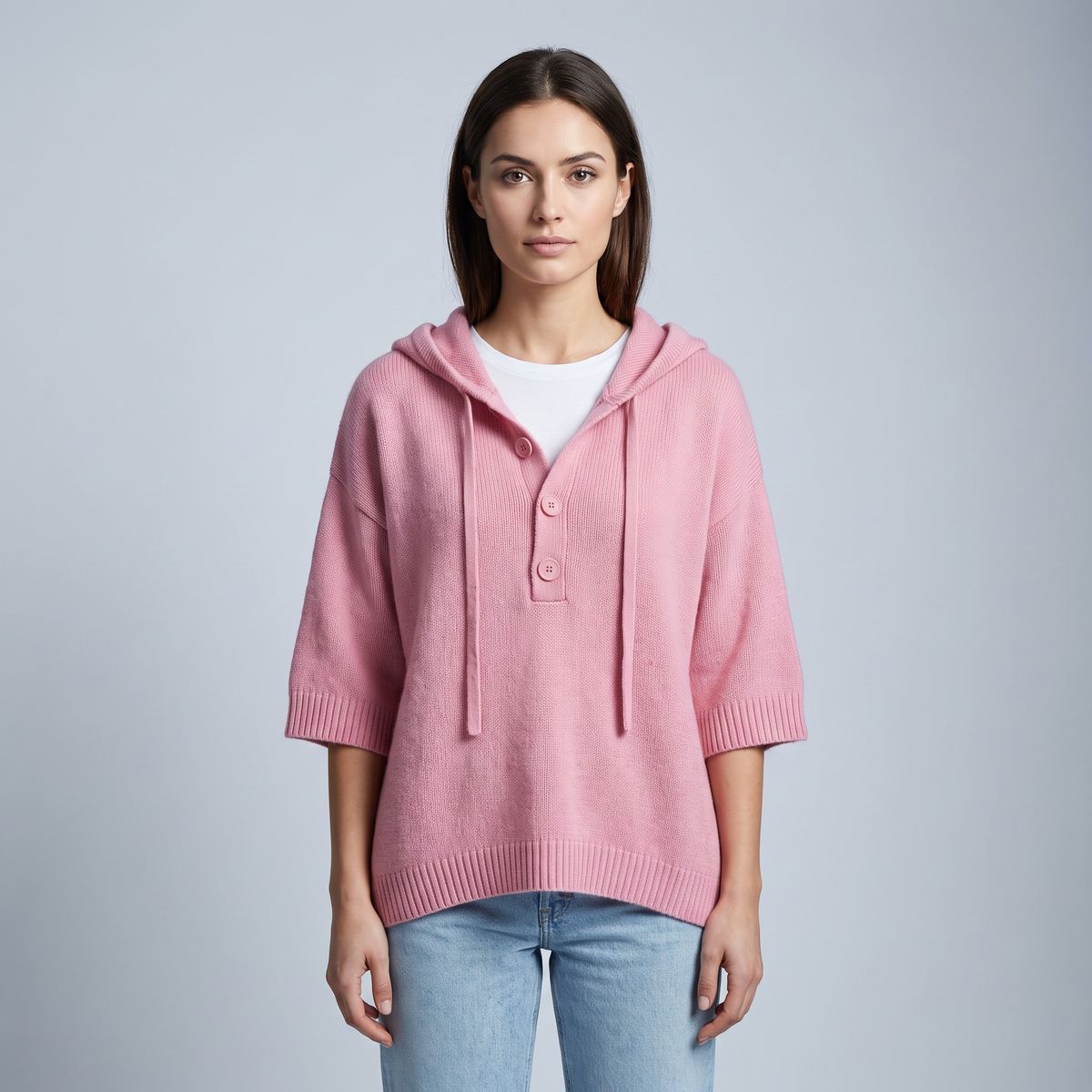 Women’s Hoodie with Hood and Buttoned Collar and Sleeves