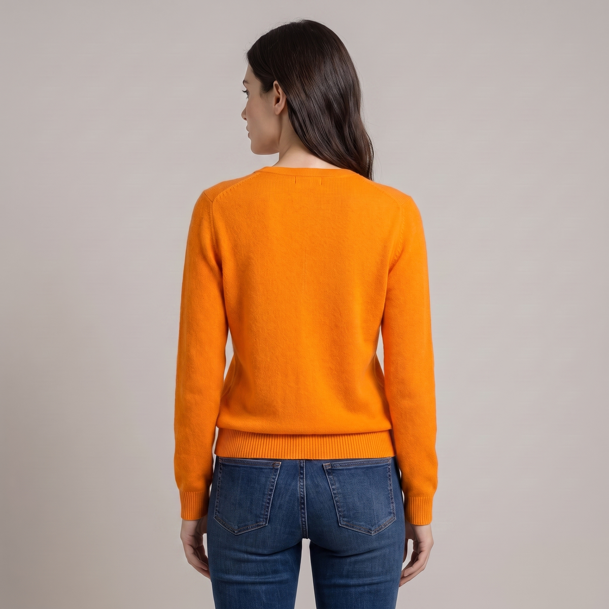 Women's V-Neck Sweater in Fine Wool, Relaxed Fit