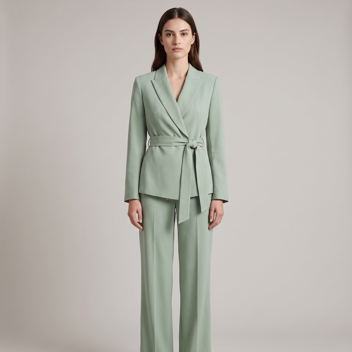 Women’s Suit with a Bow-Tie Blazer and Palazzo Trousers