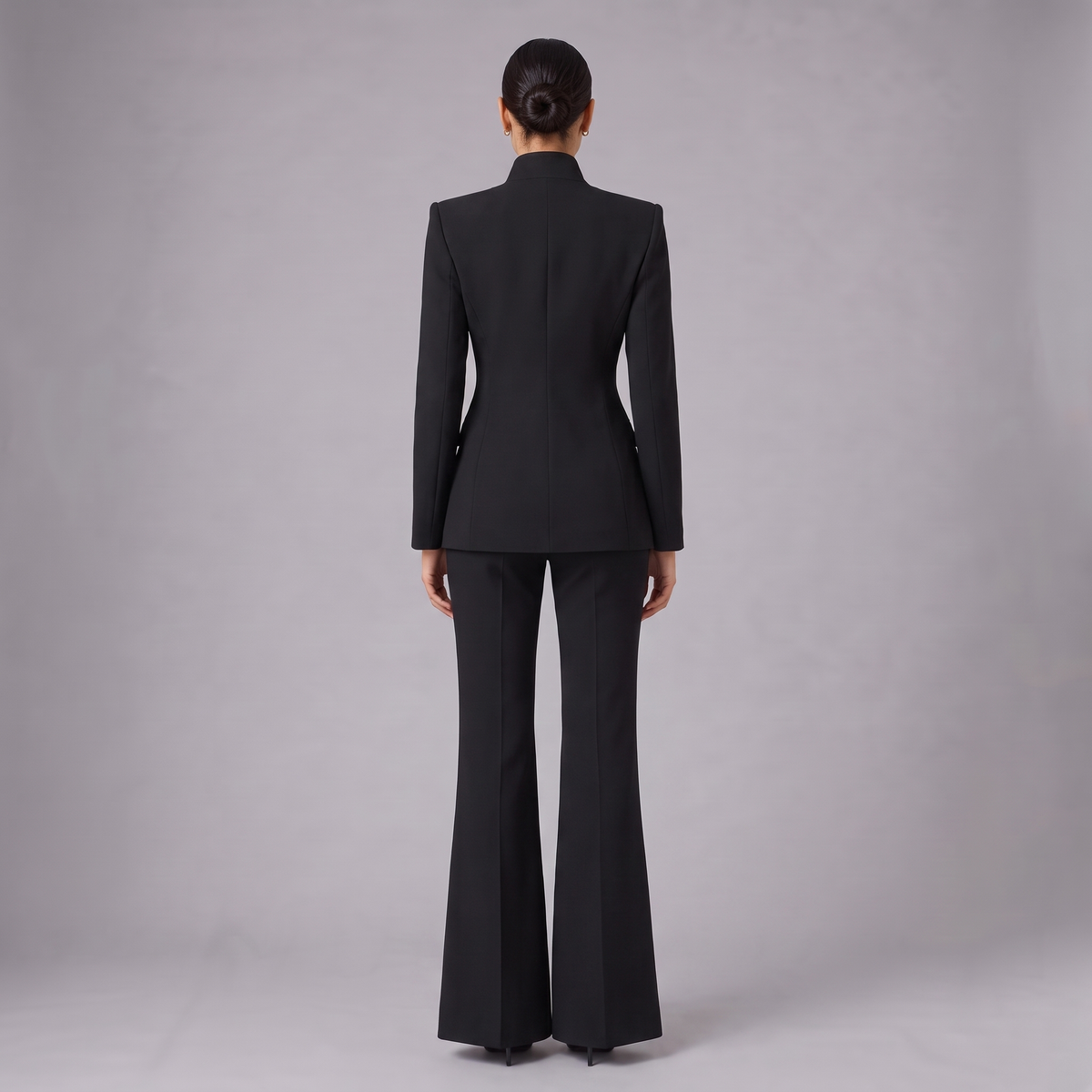 Women’s Suit with a Collarless Blazer and Palazzo Trousers