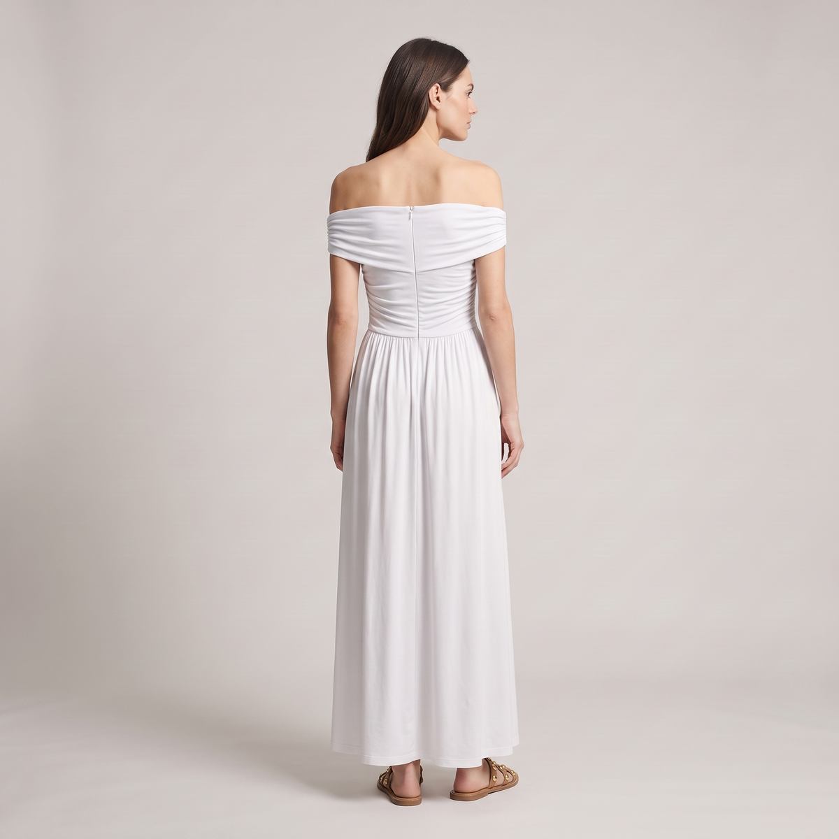 Elegant Dusty Sage Chiffon A-Line Maxi Dress | Wedding Guest Dress