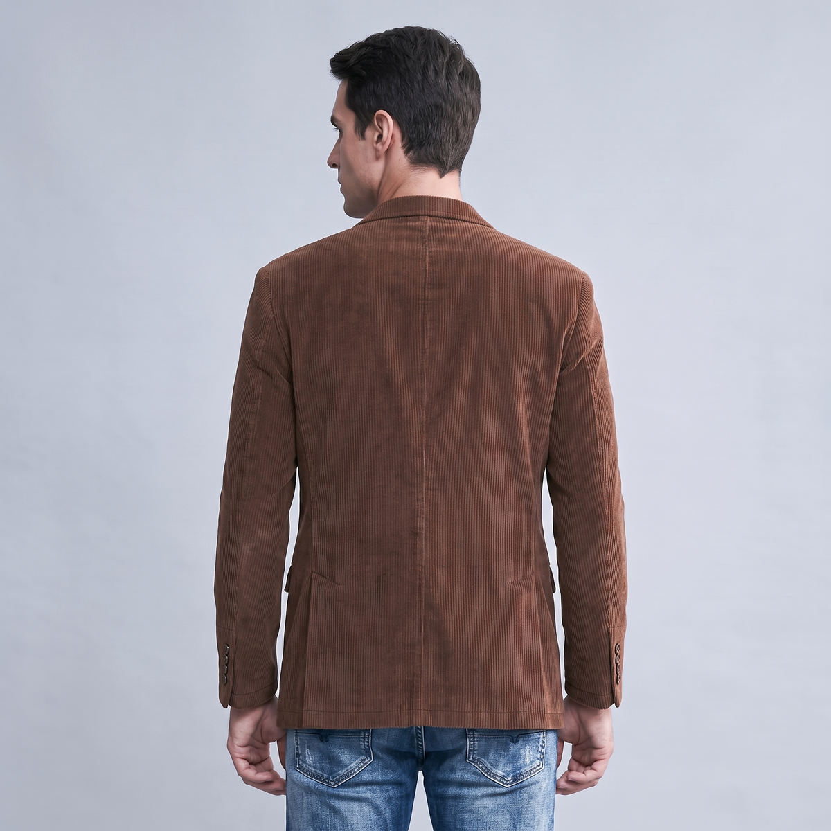 Men’s Ribbed Velvet Blazer with Elbow Patches