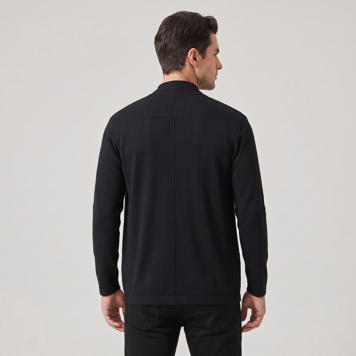 Men’s Open-Front Cardigan with Batwing Sleeves