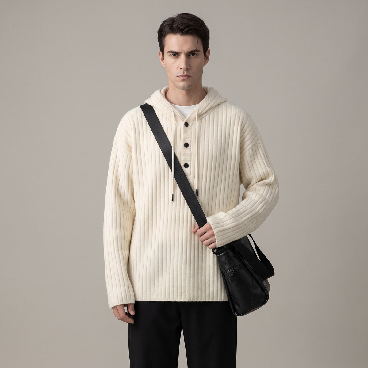 Men’s Oversized Waffle Knit Cardigan
