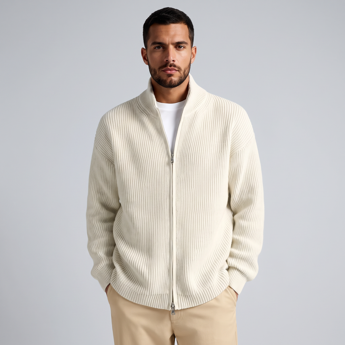 Men’s Open-Front Relaxed Fit Knit Cardigan