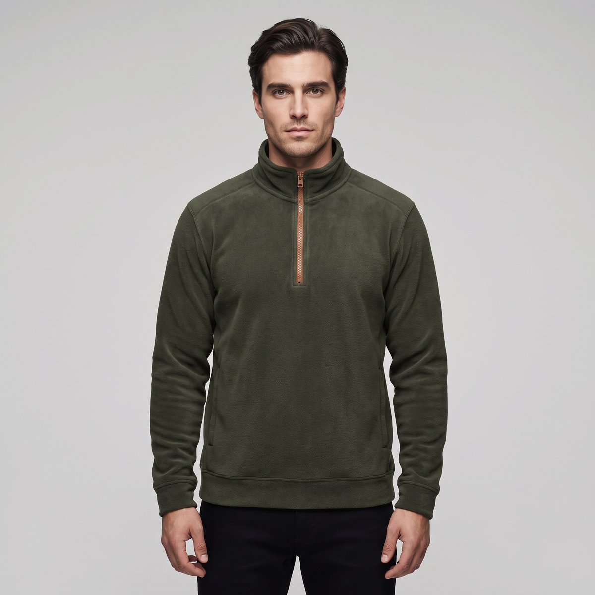 Men’s Fleece Quarter Zip High Neck Sweater
