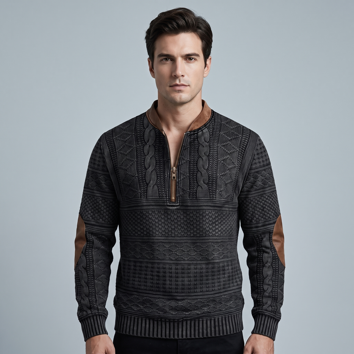 Men’s Jacquard Quarter Zip Sweater
