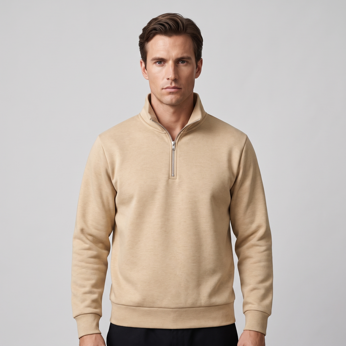 Men’s Ribbed Cuff Quarter Zip Sweater