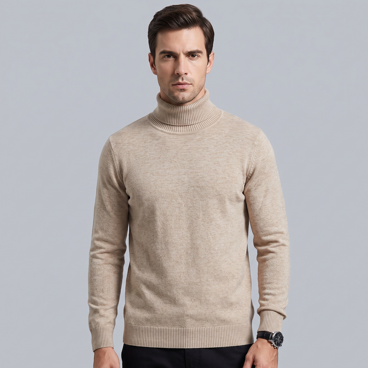 Soft Winter Turtleneck Sweater with Tailored Details