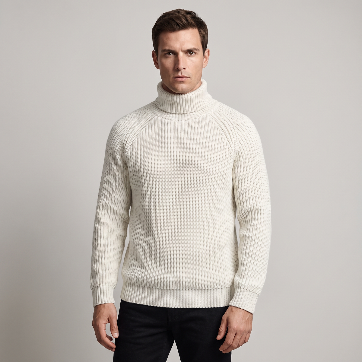 Men's Cable Knit Relaxed Fit Turtleneck Sweater