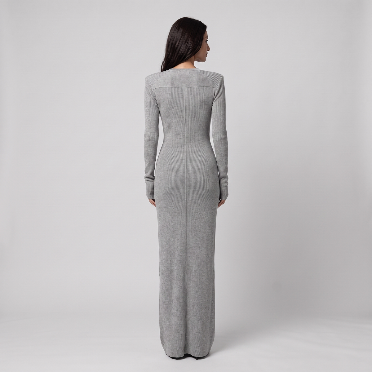 Ribbed Full-Length Sweater Dress