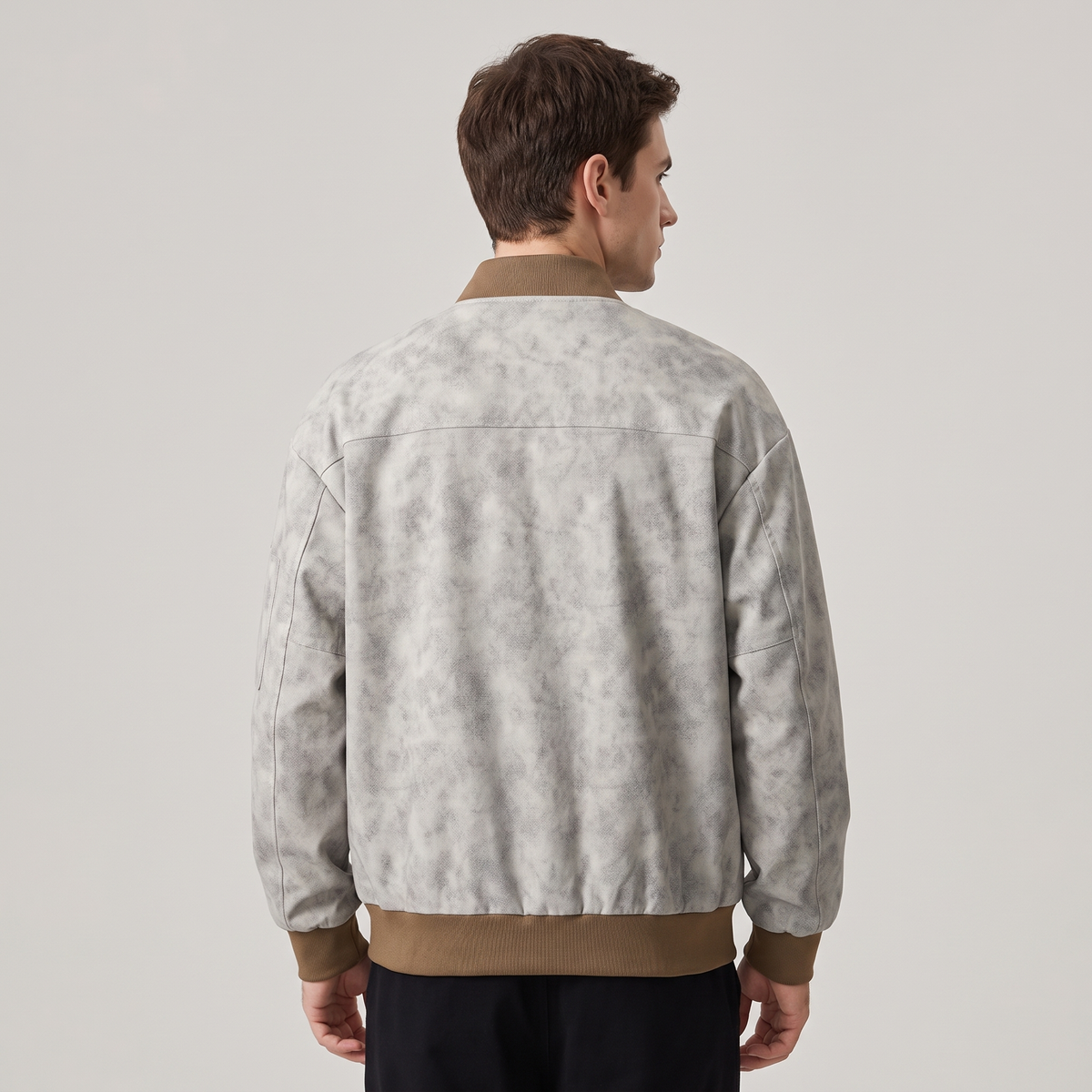 Men’s Bomber Jacket Stone-Wash Canvas, Relaxed Fit