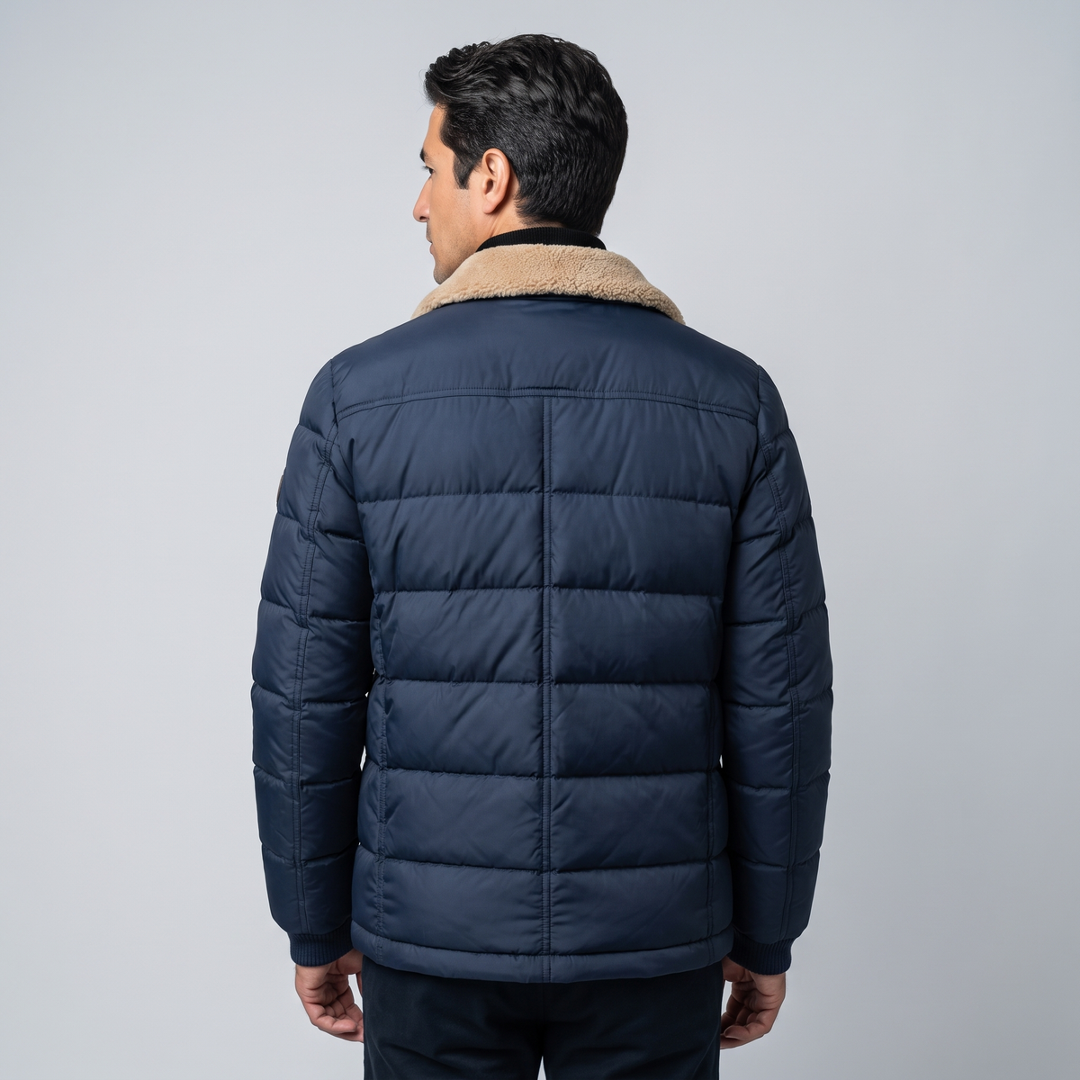 Men’s Puffer Jacket Lightweight with Fleece Collar and Down Filling