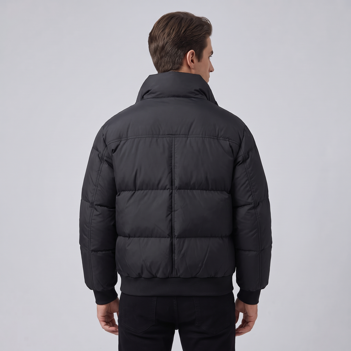 Men’s Puffer Jacket Winter Down with Lambswool Padded Lining and Zip