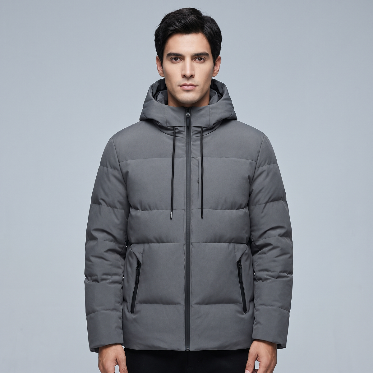 Men’s Puffer Jacket Winter Padded Down with Hood and Down Filling