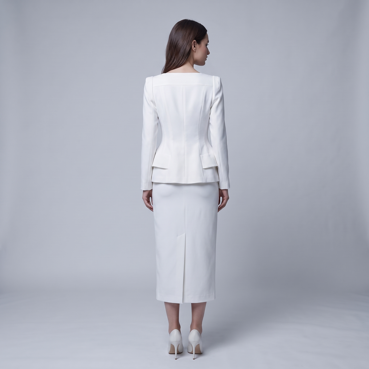 Women’s Suit With Long-Sleeved Top and Midi Skirt