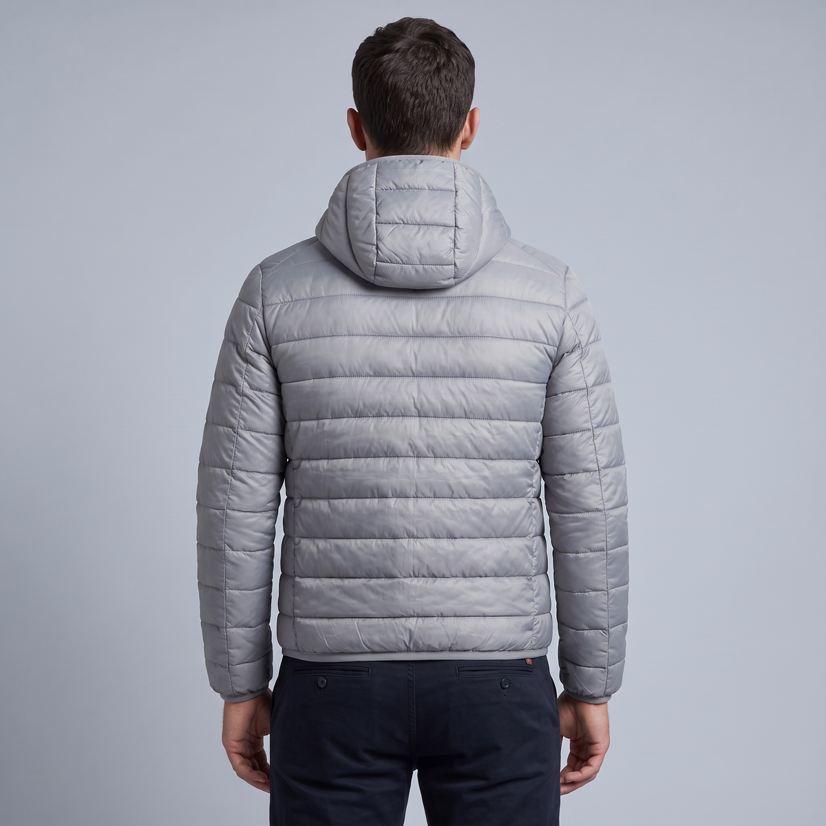 Men’s Puffer Jacket Elegant Quilted Hooded Cotton-Blend