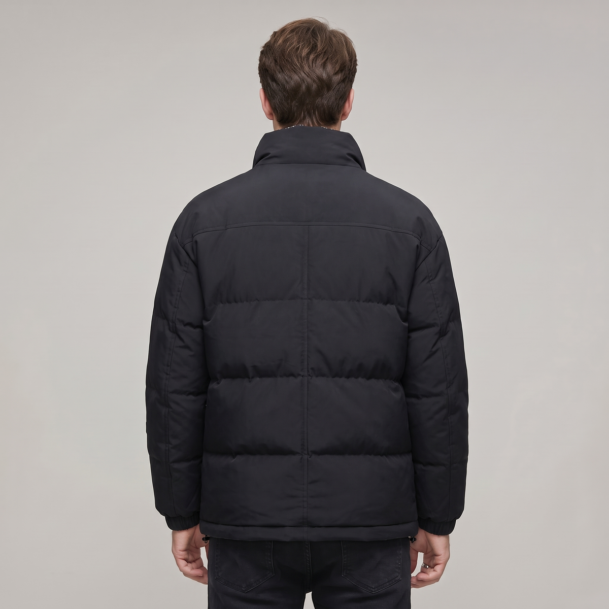 Men’s Puffer Jacket Zip-Up Duvet with Bandana-Print Details