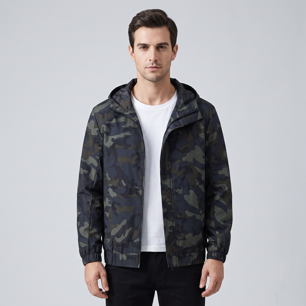 Men’s Winter Jacket Camouflage Windproof Water-Repellent with Hood