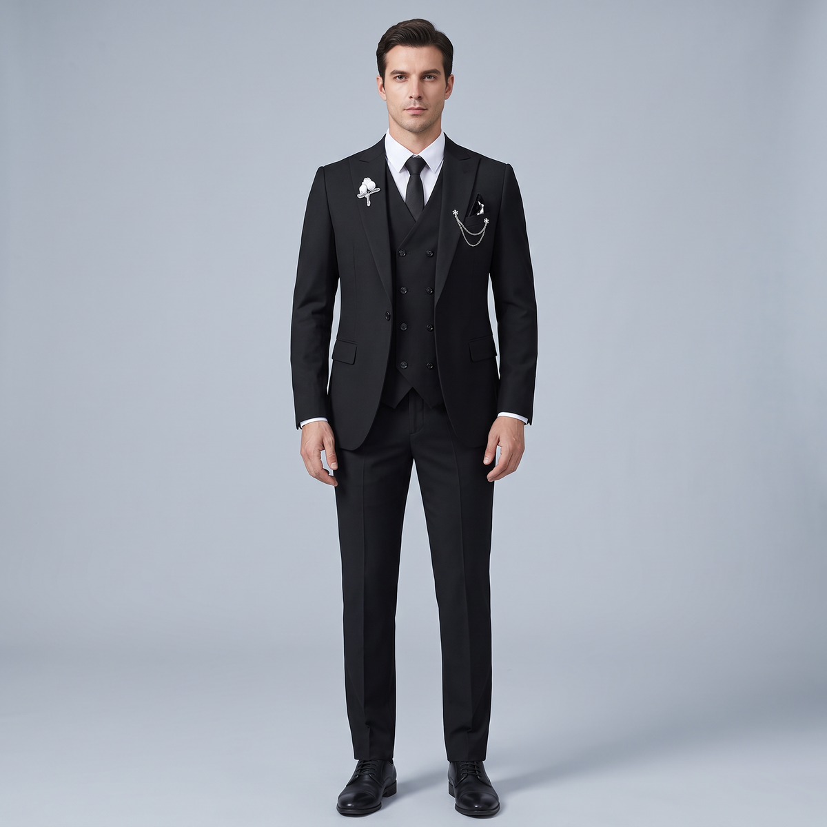 Men's Suit 3-Piece Double-Breasted Vest Set