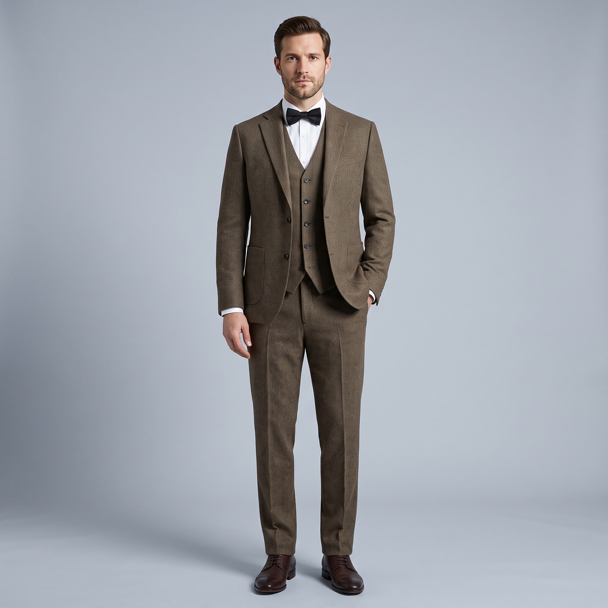 Men's Suit 3-Piece Green Tweed Vintage Set