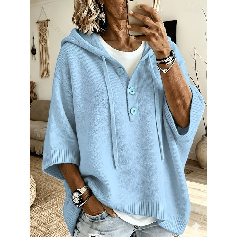 Women’s Hoodie with Hood and Buttoned Collar and Sleeves