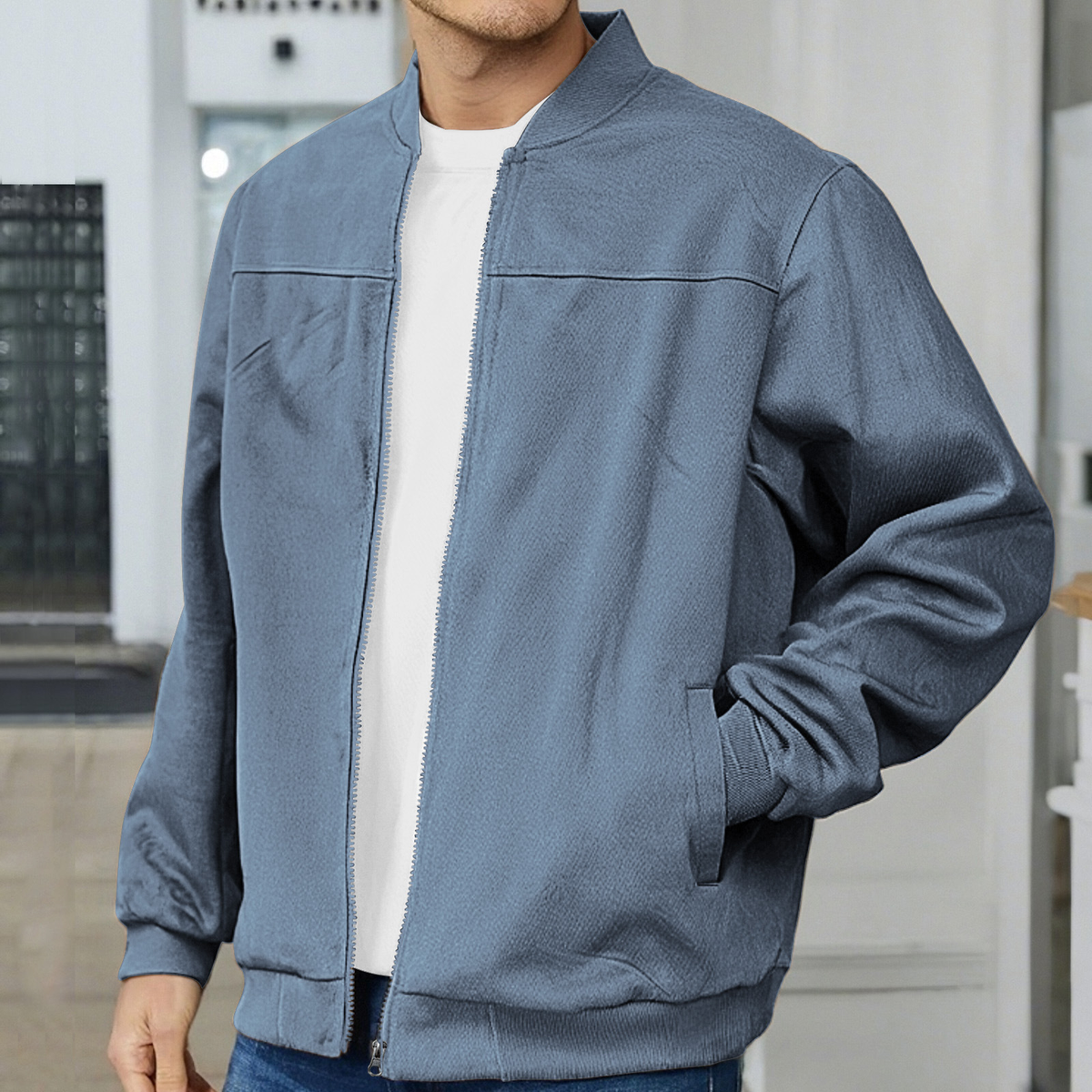 Fall Men's Slim Fit Velvet Bomber Jacket | Minimalist Casual Jacket