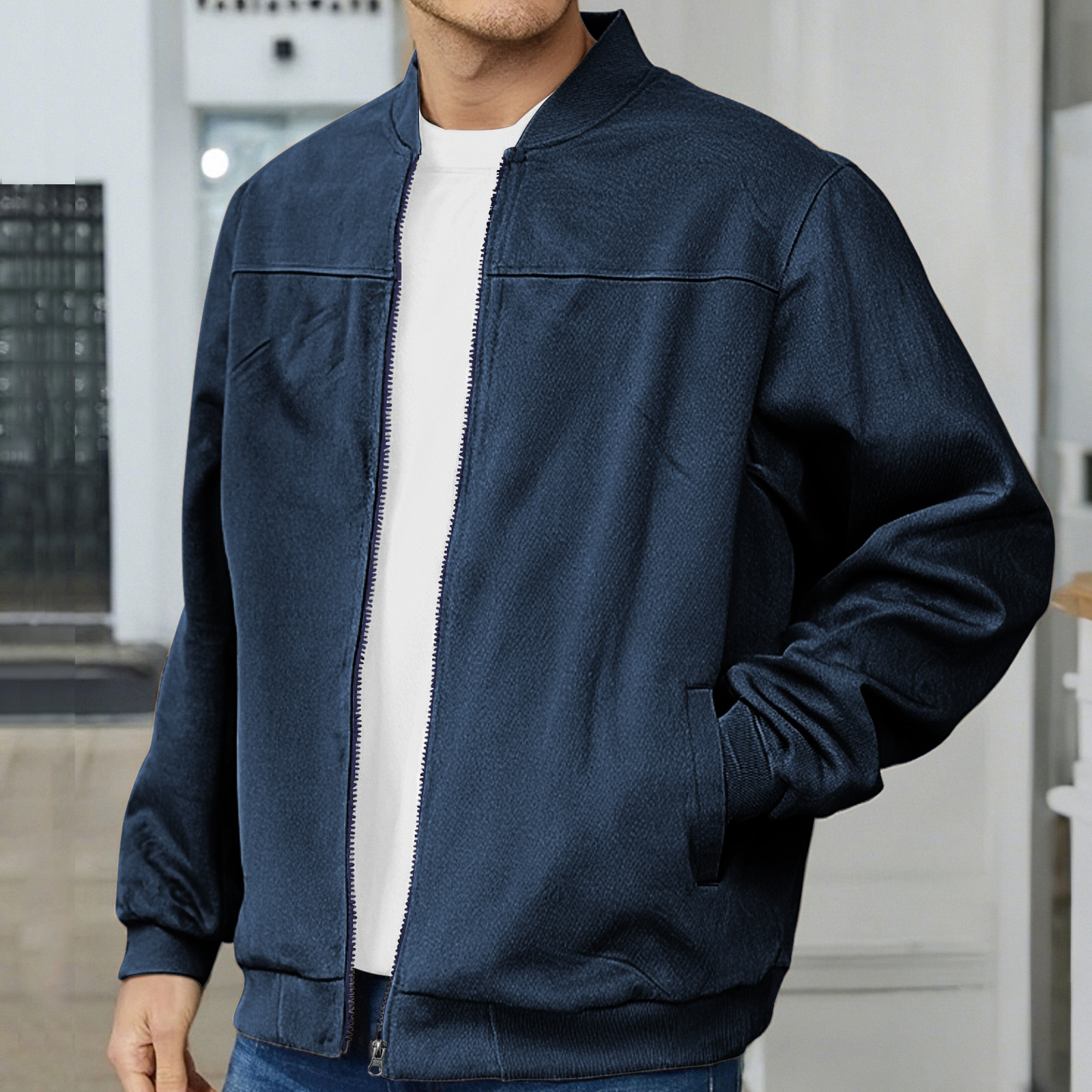 Fall Men's Slim Fit Velvet Bomber Jacket | Minimalist Casual Jacket