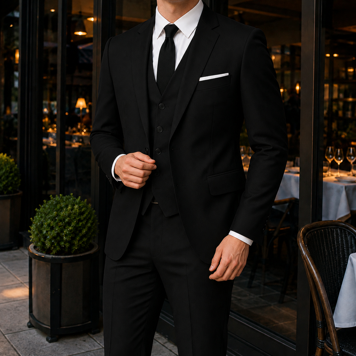 Men's Suit 3-Piece Formal V-Neck Set