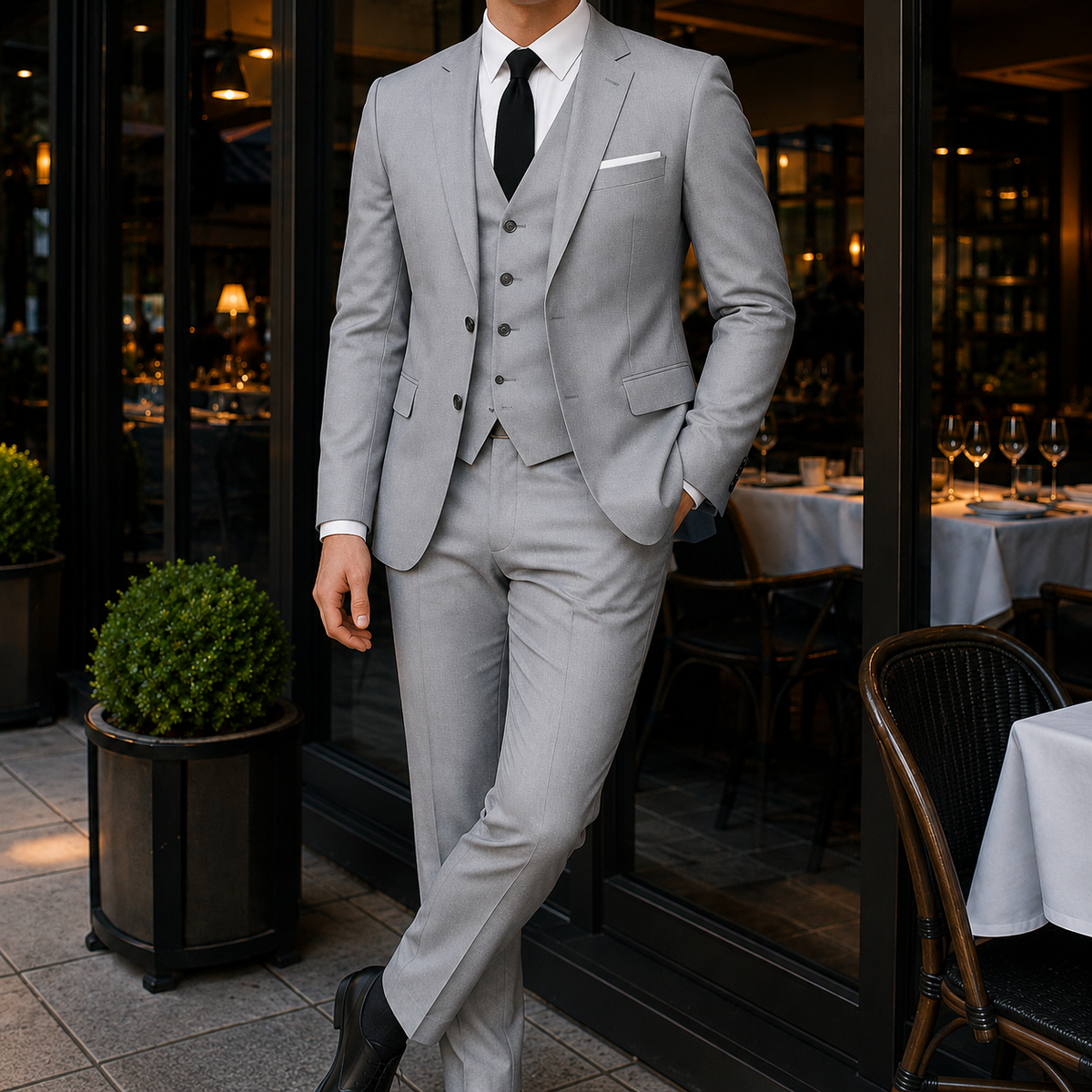 Men's Suit 3-Piece Formal V-Neck Set