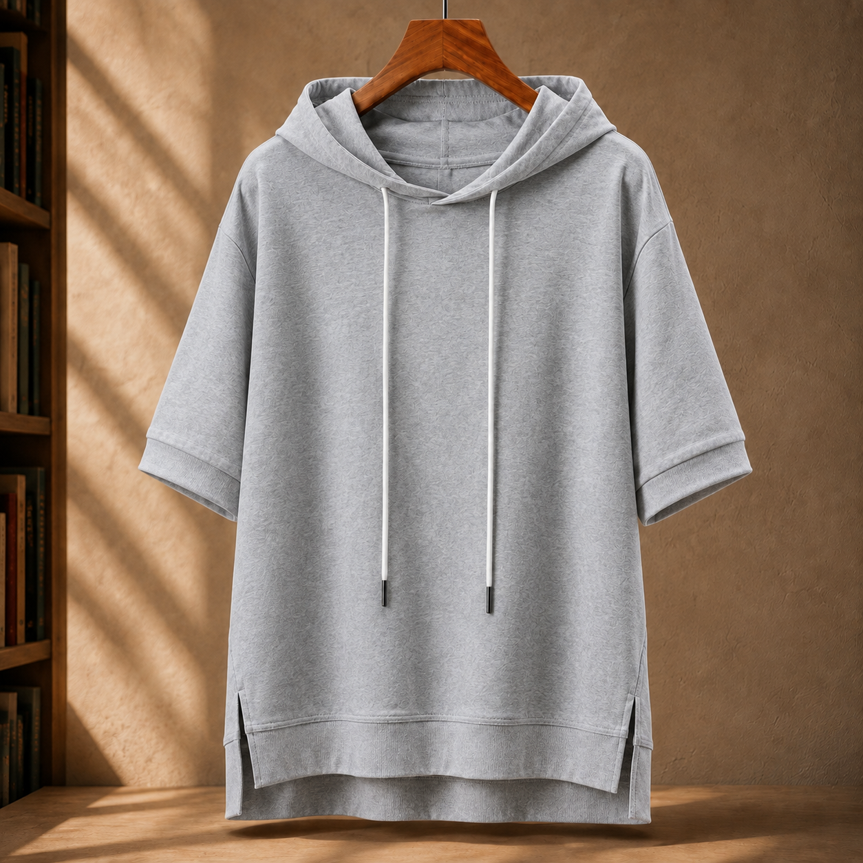 Women’s Cotton Hooded Top with an Asymmetrical Hem