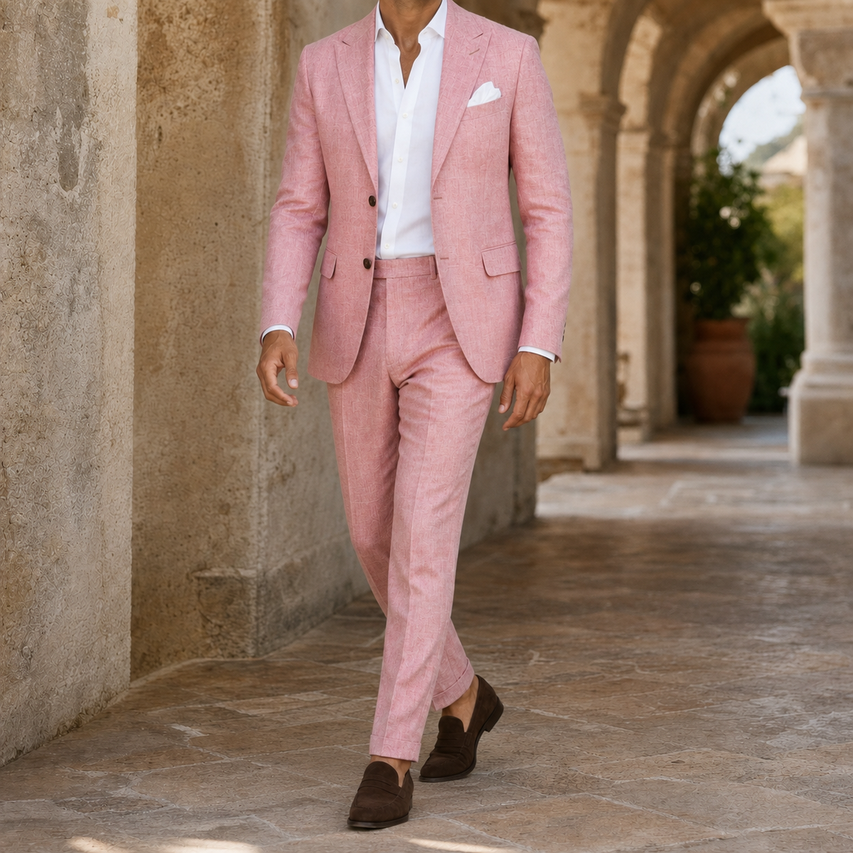 Men's Suit 2-Piece Slim-Fit Linen Set