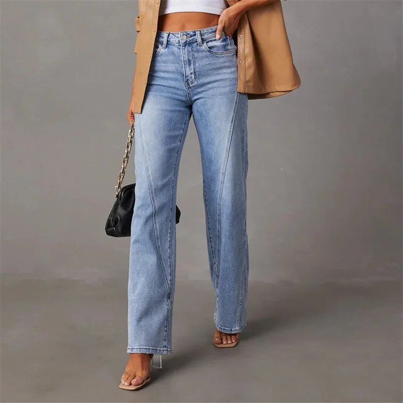 Comfortable Women's High-Waisted Wide-Leg Jeans
