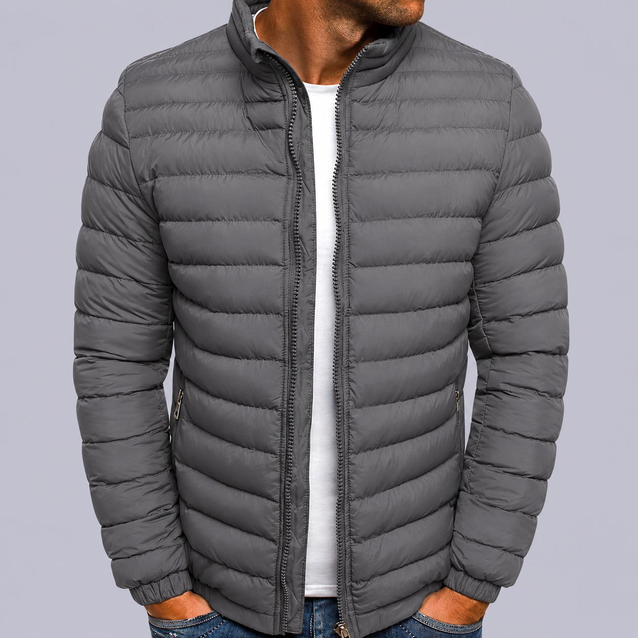 Fall Men's Lightweight High Neck Zip-Up Sweater | Knitwear