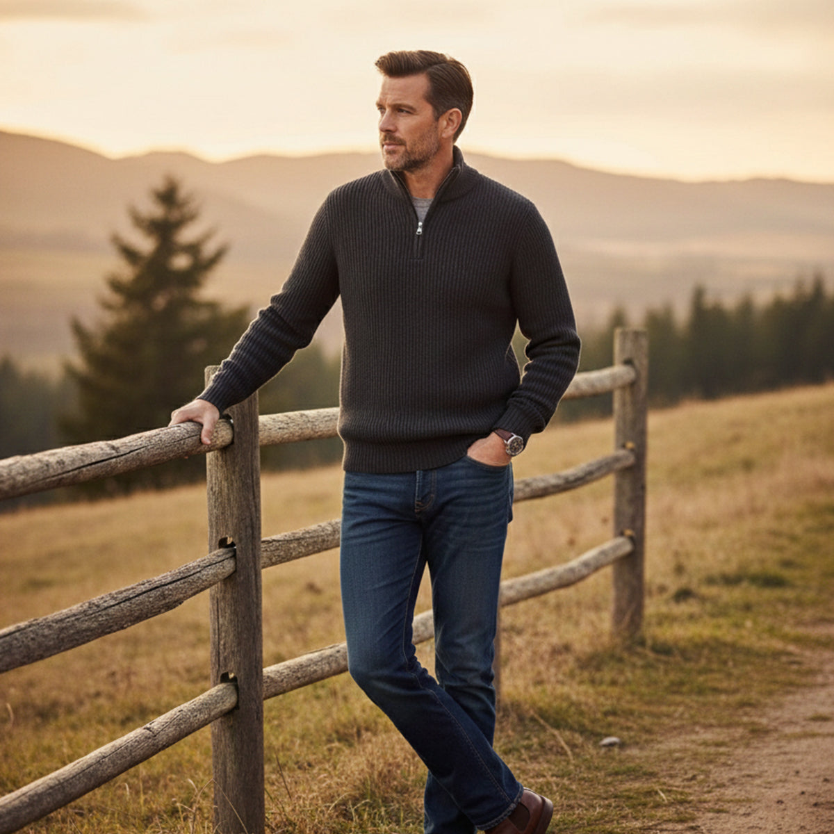 Men’s Ribbed Quarter Zip Sweater