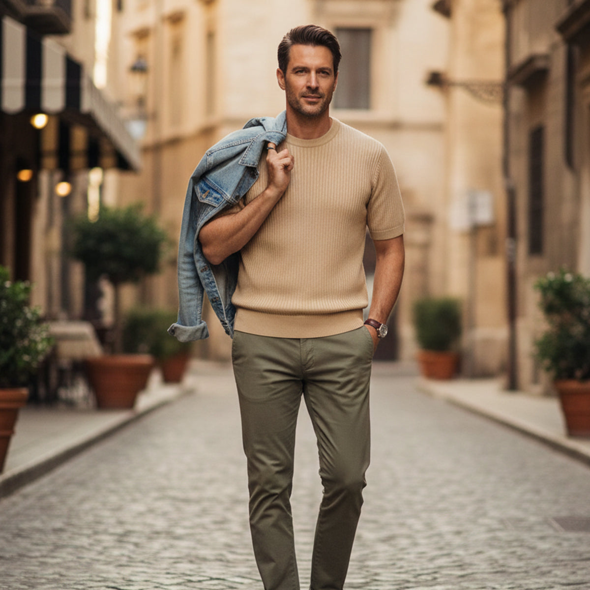 The Evoque Slim Fit Knit T-Shirt for Men