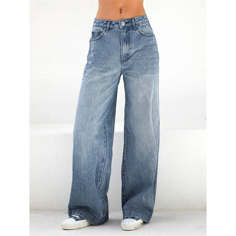 Elegant High Waist Baggy Jeans