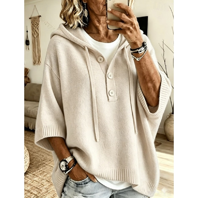 Women’s Hoodie with Hood and Buttoned Collar and Sleeves