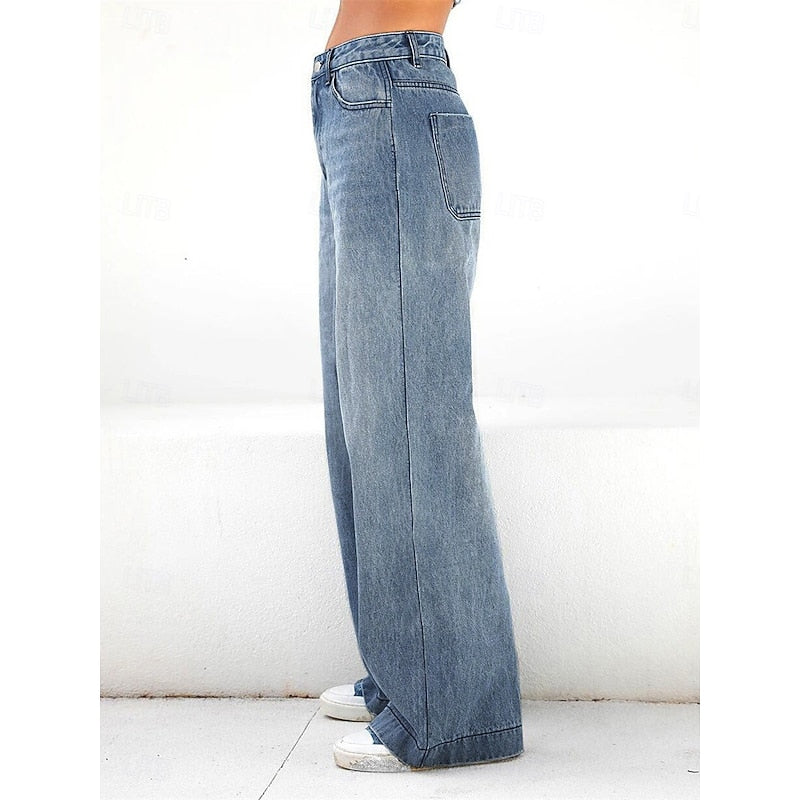 Elegant High Waist Baggy Jeans