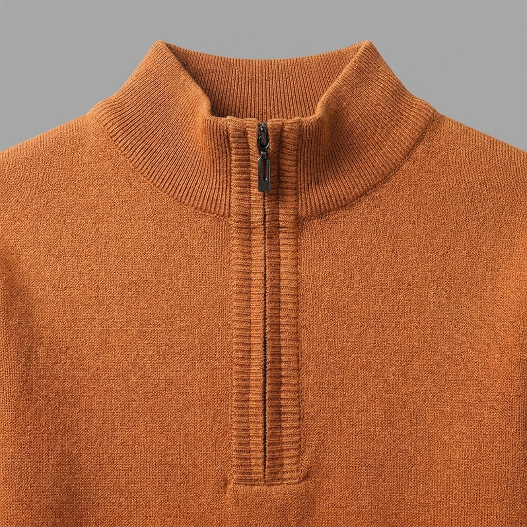 Men’s Quarter Zip Sweater with Contrast Stripes