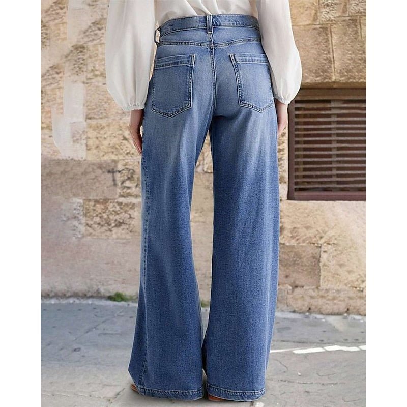 Elegant Mid Rise Baggy Jeans