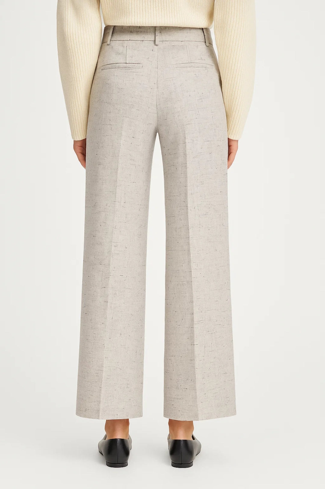 Women's High-Waisted, Wide-Leg Pants in Beige