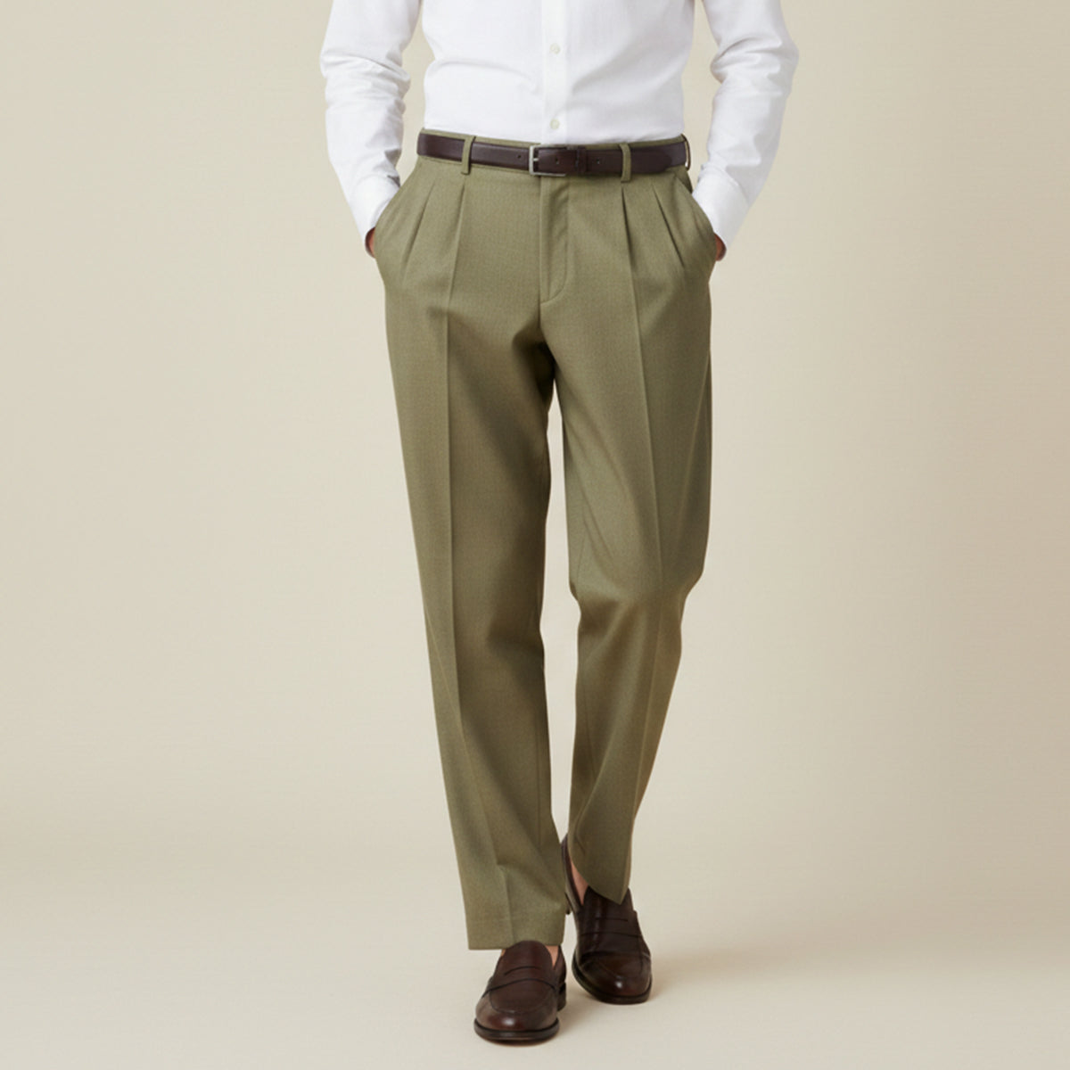 Linen Pants with Elastic Waist and Straight Legs