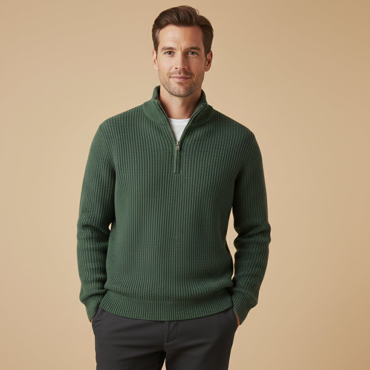 Men’s Ribbed Quarter Zip Sweater