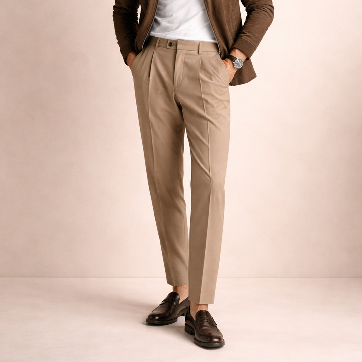Men's Lightweight Dress Pants with Waist Pleats