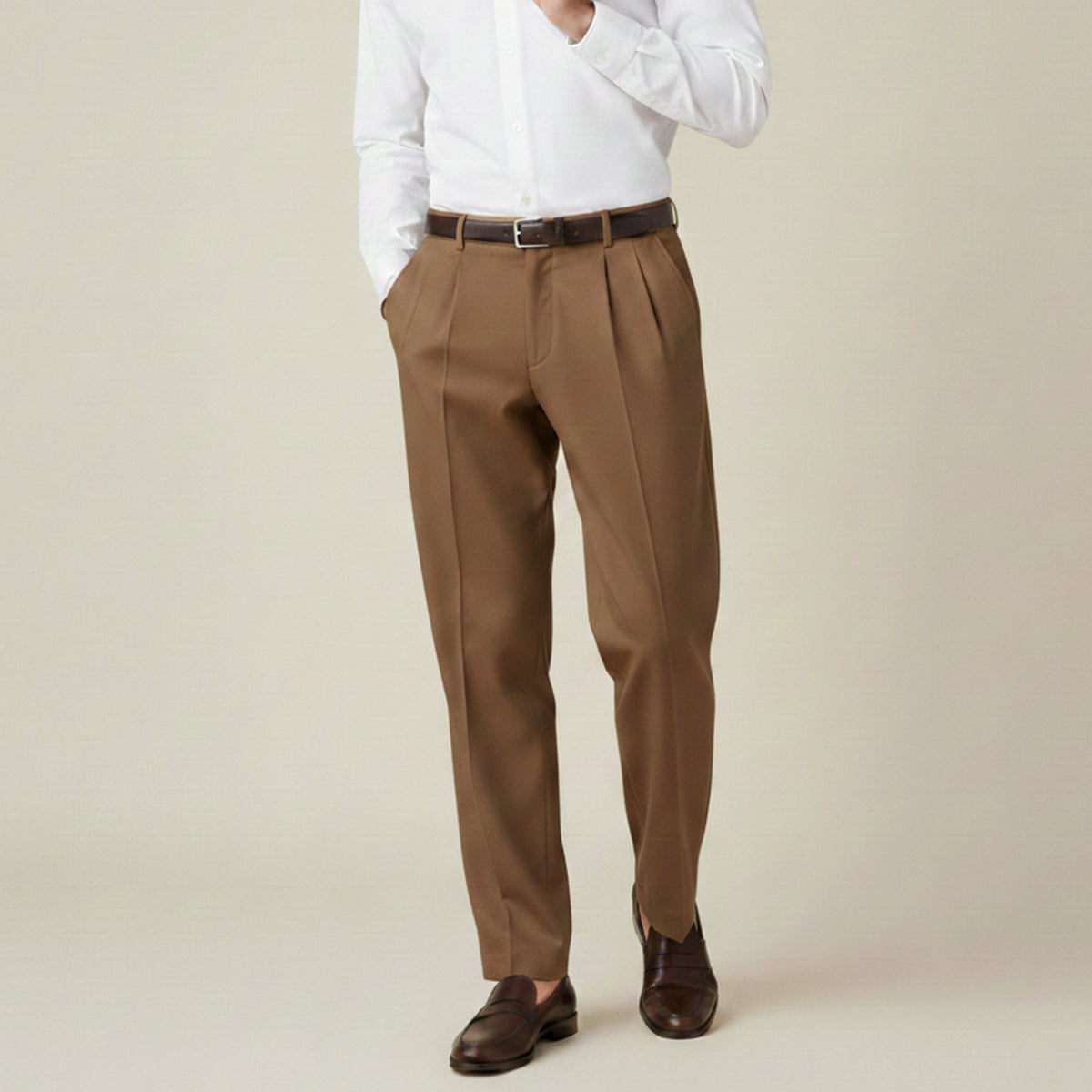 Linen Pants with Elastic Waist and Straight Legs