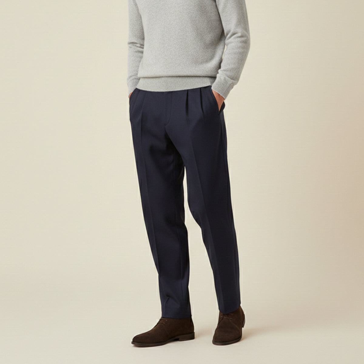 Linen Pants with Elastic Waist and Straight Legs