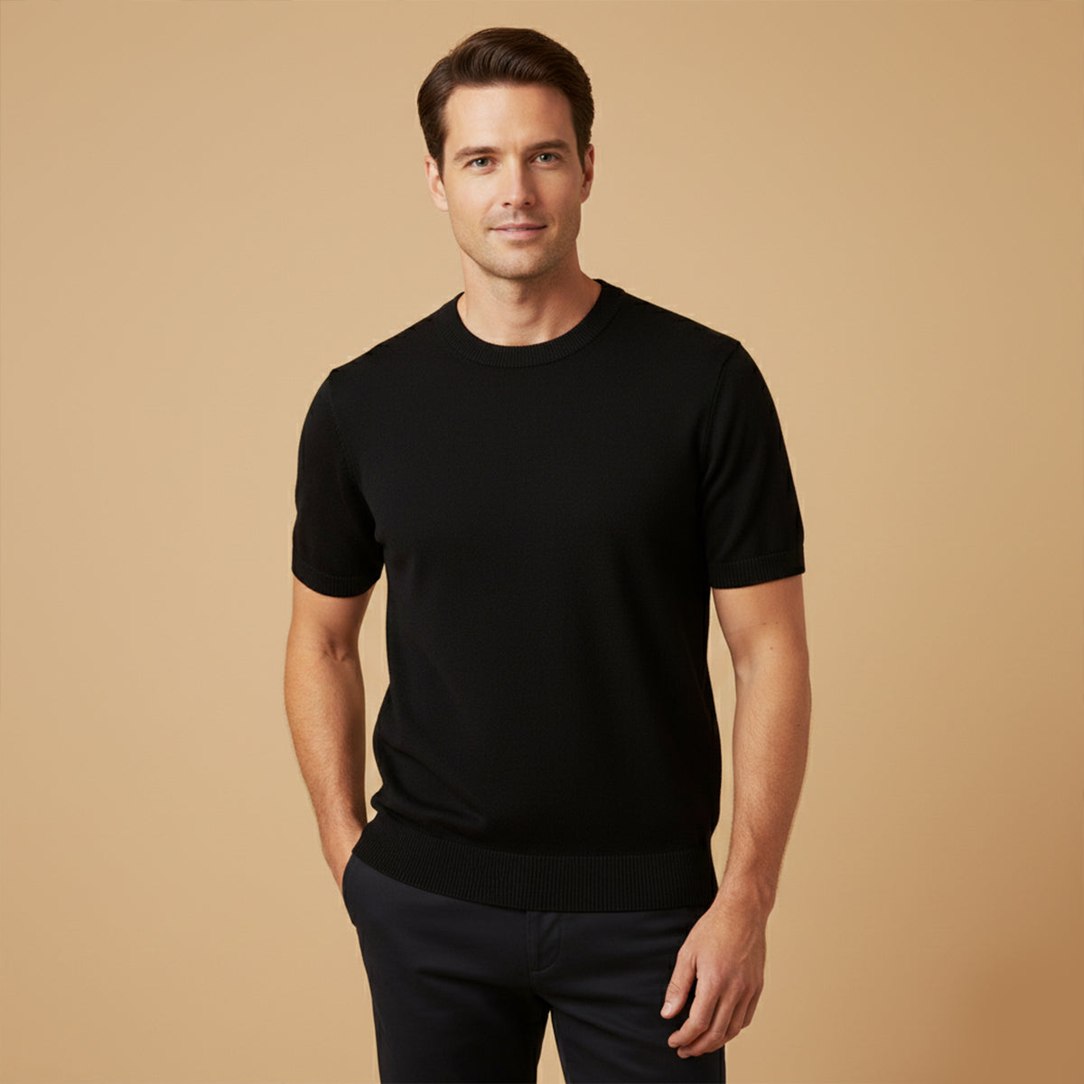 The Evoque Slim Fit Knit T-Shirt for Men