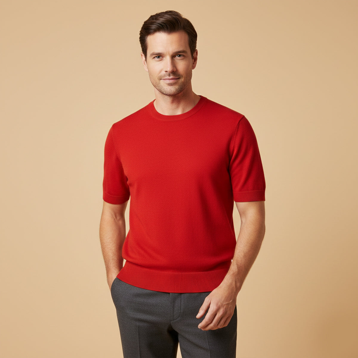 The Evoque Slim Fit Knit T-Shirt for Men